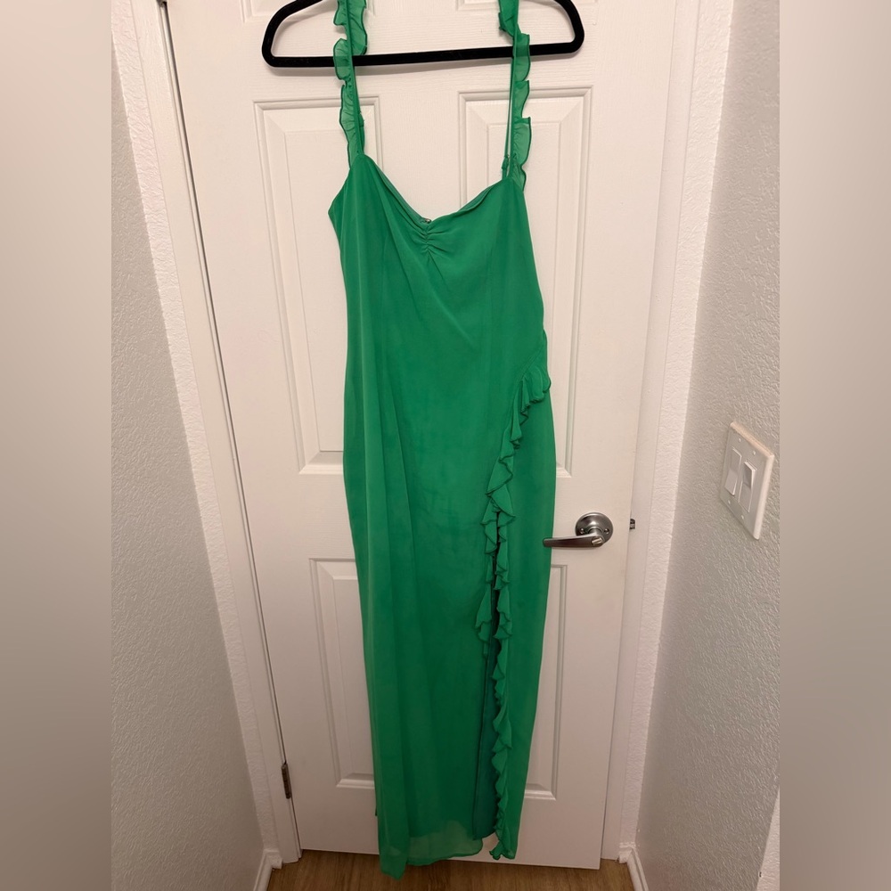 More to Come Green Maxi Dress with slit - size L